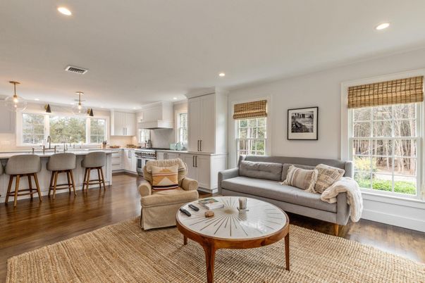 Interior, Kitchen, Living room, Pendant Lights, Recessed Lighting, Wood Texture Flooring
