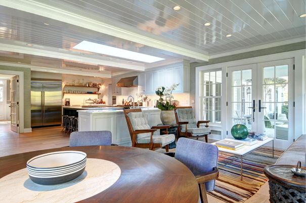 Dining room, Interior, Kitchen, Living room, Recessed Lighting, Stainless Steel Appliances, Wood Texture Flooring