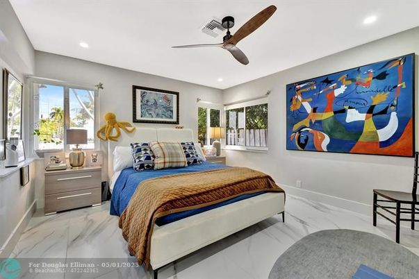 Bedroom, Interior, Marble, Recessed Lighting