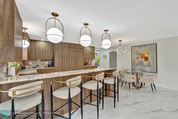Interior, Kitchen, Marble, Pendant Lights, Recessed Lighting