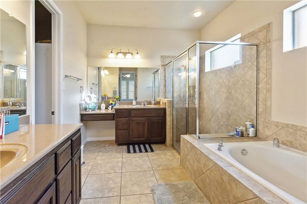 Bathroom, Dual Sink Vanities, Glass Shower, Interior, Recessed Lighting