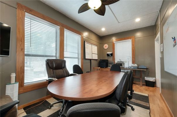 Home Office, Interior, Recessed Lighting, Wood Texture Flooring