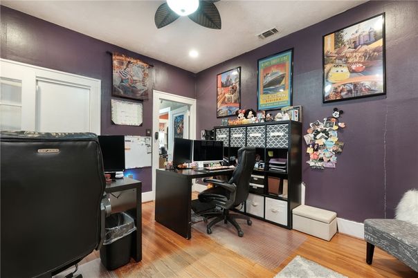 Home Office, Interior, Recessed Lighting, Wood Texture Flooring