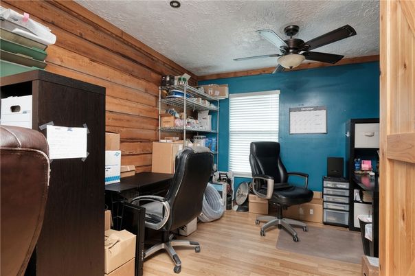 Home Office, Interior, Wood Texture Flooring, Wooden Walls