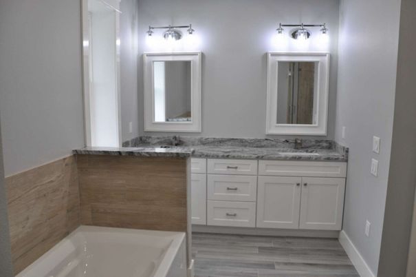 Bathroom, Dual Sink Vanities, Interior, Wood Texture Flooring