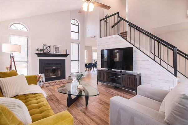Fireplace, Interior, Living room, Wood Texture Flooring