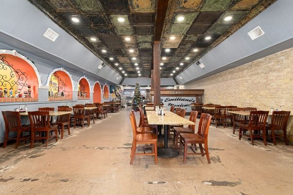 Dining room, Interior, Recessed Lighting, Stone Walls
