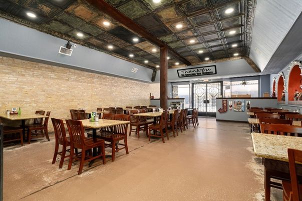 Dining room, Interior, Recessed Lighting, Stone Walls