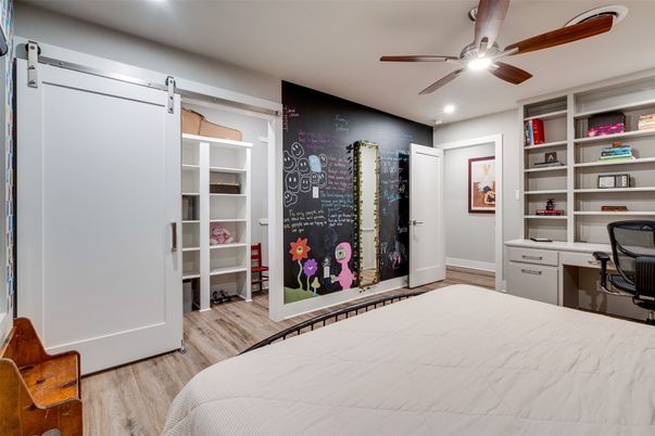 Bedroom, Home Office, Interior, Recessed Lighting, Wood Texture Flooring