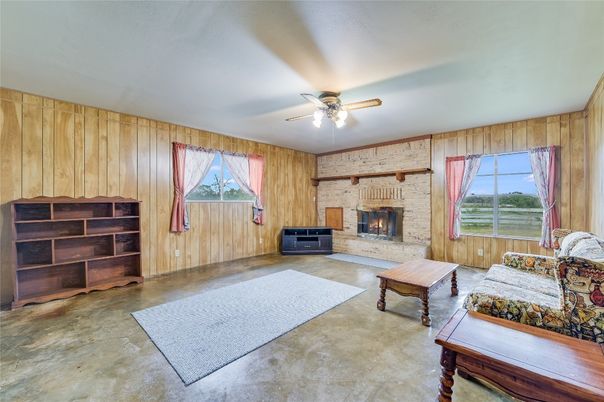Empty room, Fireplace, Interior, Wooden Walls