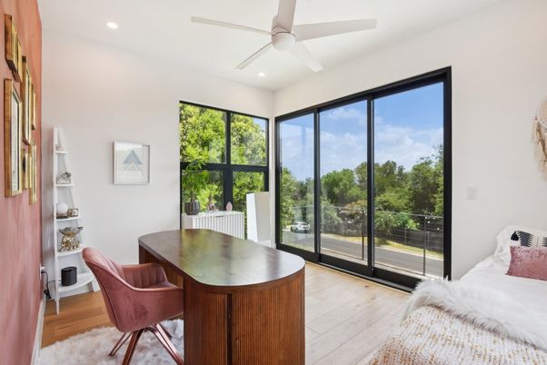 Home Office, Interior, Recessed Lighting, Wood Texture Flooring