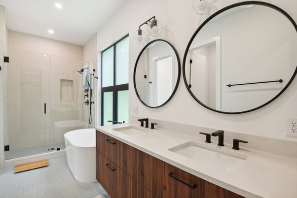 Bathroom, Dual Sink Vanities, Free Standing Baths, Glass Shower, Interior, Recessed Lighting