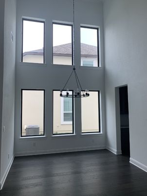Empty room, Interior, Pendant Lights, Wood Texture Flooring
