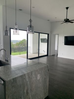 Interior, Kitchen, Pendant Lights, Recessed Lighting, Wood Texture Flooring