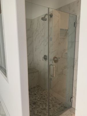 Bathroom, Glass Shower, Interior, Marble Walls