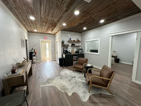 Fireplace, Interior, Living room, Recessed Lighting, Stone Walls, Wooden Ceilings, Wood Texture Flooring