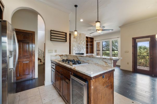 Chandelier, Empty room, Interior, Recessed Lighting, Wood Texture Flooring