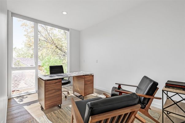 Home Office, Interior, Recessed Lighting, Wood Texture Flooring