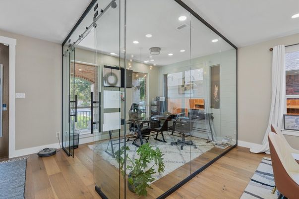 Dining room, Interior, Recessed Lighting, Wood Texture Flooring