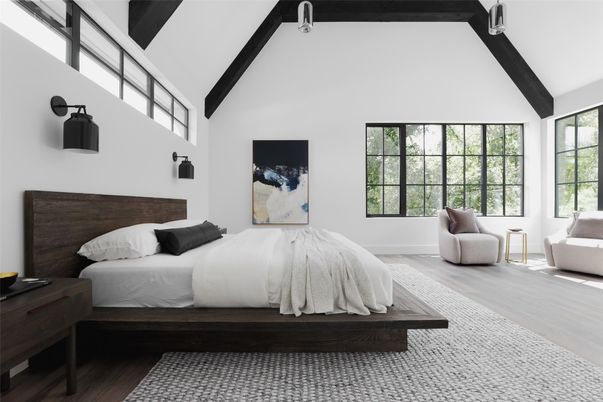 Bedroom, Interior, Wooden Beams, Wood Texture Flooring