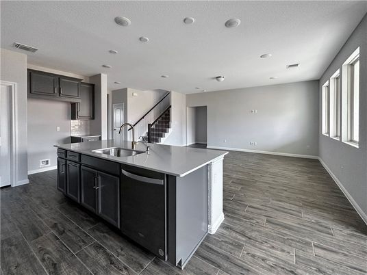 Interior, Kitchen, Recessed Lighting, Wood Texture Flooring