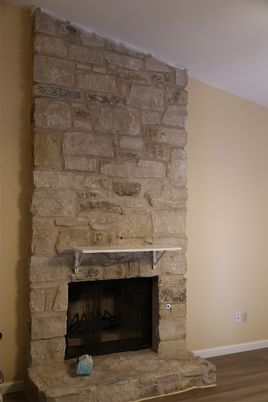 Fireplace, Interior, Stone Walls, Wood Texture Flooring