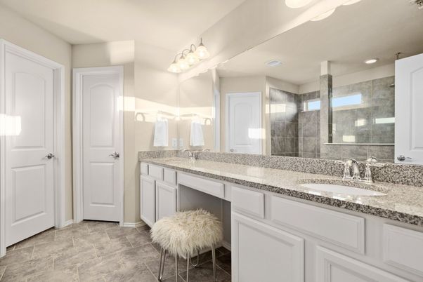 Bathroom, Dual Sink Vanities, Glass Shower, Interior, Recessed Lighting