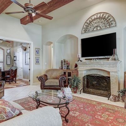 Fireplace, Interior, Living room, Recessed Lighting