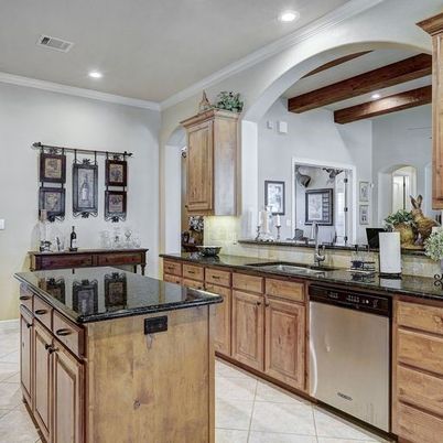 Interior, Kitchen, Recessed Lighting, Wooden Beams