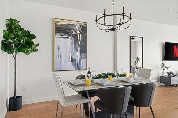 Chandelier, Dining room, Interior, Wood Texture Flooring