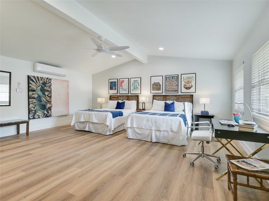 Bedroom, Home Office, Interior, Recessed Lighting, Wood Texture Flooring