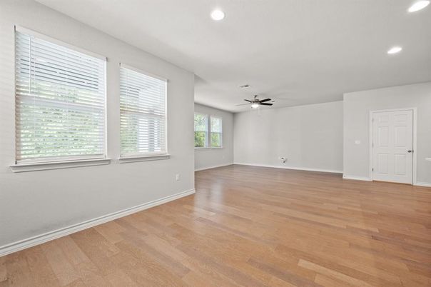 Empty room, Interior, Recessed Lighting, Wood Texture Flooring