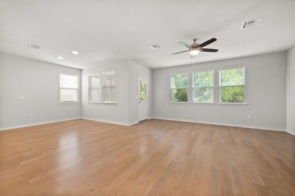 Empty room, Interior, Recessed Lighting, Wood Texture Flooring