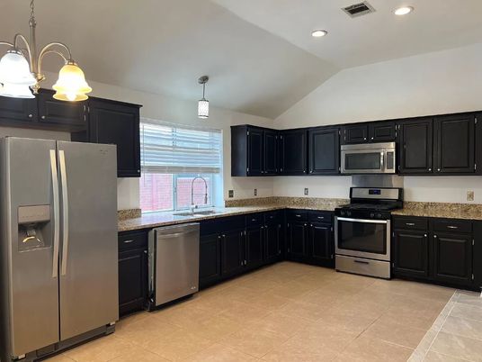 Interior, Kitchen, Pendant Lights, Recessed Lighting, Stainless Steel Appliances