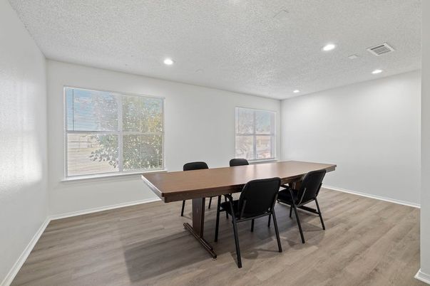 Dining room, Interior, Recessed Lighting, Wood Texture Flooring