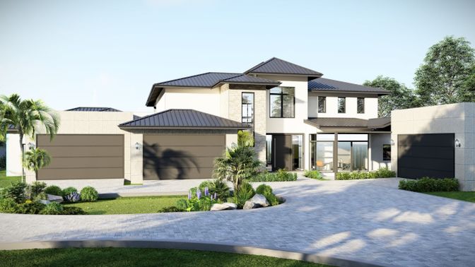 Attached, Exterior, Facade, Modern