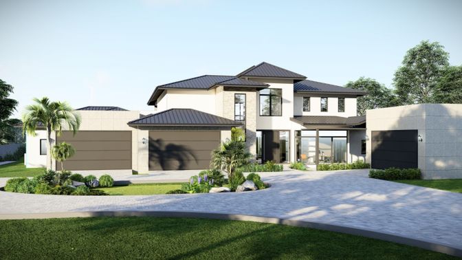 Attached, Exterior, Facade, Mediterranean