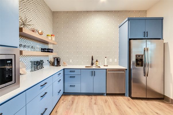 Interior, Kitchen, Stainless Steel Appliances, Wood Texture Flooring