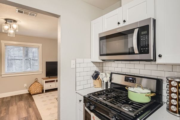 Interior, Kitchen, Stainless Steel Appliances, Wood Texture Flooring