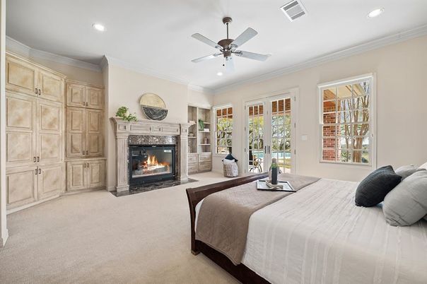 Bedroom, Fireplace, Interior, Recessed Lighting