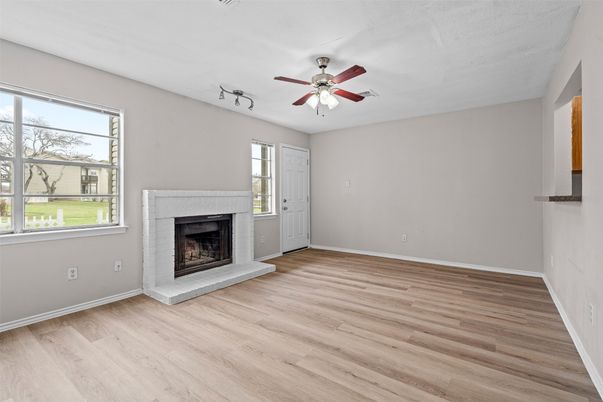 Empty room, Fireplace, Interior, Wood Texture Flooring
