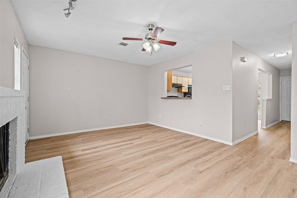 Empty room, Fireplace, Interior, Wood Texture Flooring