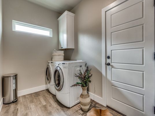 Interior, Washer, Wood Texture Flooring