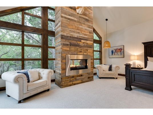 Fireplace, Interior, Pendant Lights, Wooden Walls
