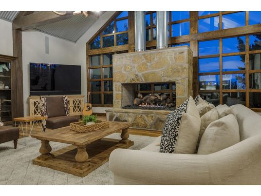 Fireplace, Interior, Living room, Stone Walls, Wooden Beams
