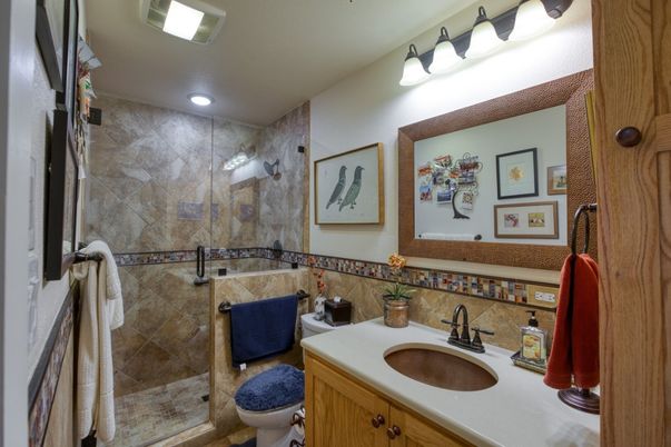 Bathroom, Glass Shower, Interior, Recessed Lighting