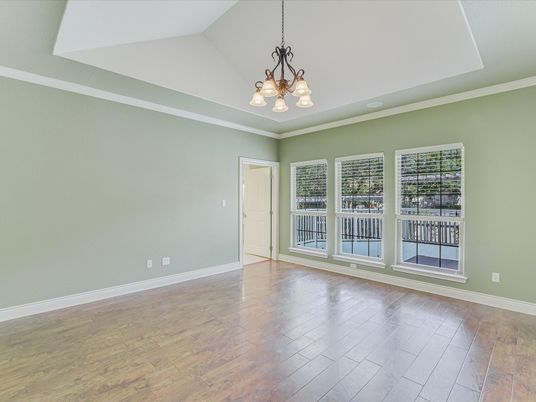 Chandelier, Empty room, Interior, Pendant Lights, Wood Texture Flooring