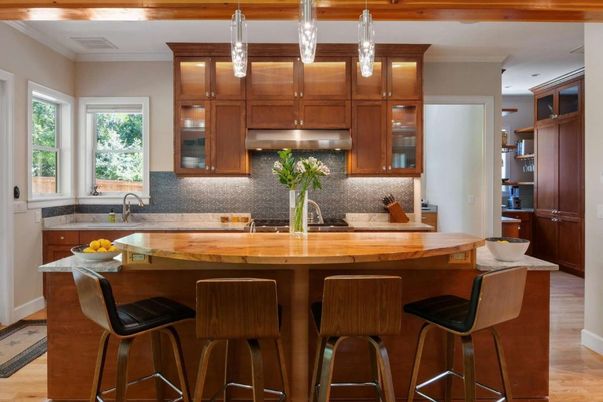 Interior, Kitchen, Pendant Lights, Recessed Lighting, Wood Texture Flooring