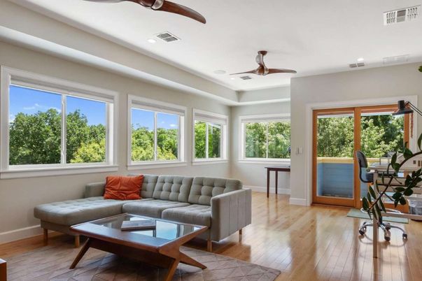 Interior, Living room, Recessed Lighting, Wood Texture Flooring