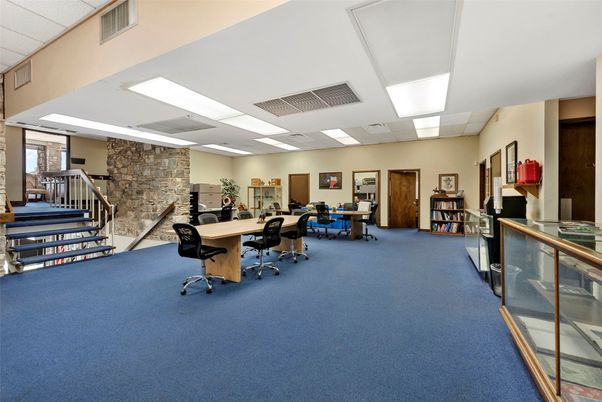 Home Office, Interior, Recessed Lighting, Stone Walls